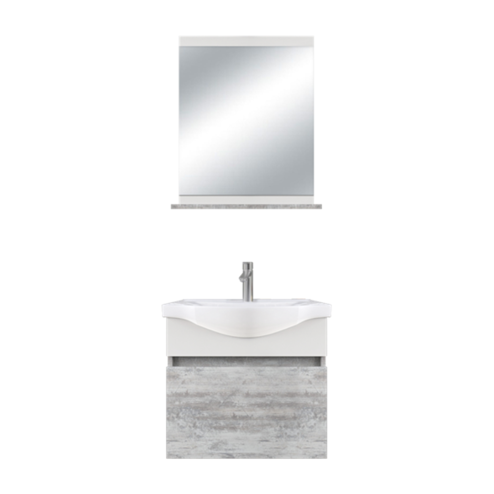 Set mobilier baie Selcuk  suspendat  3 piese  gri deschis  65 cm