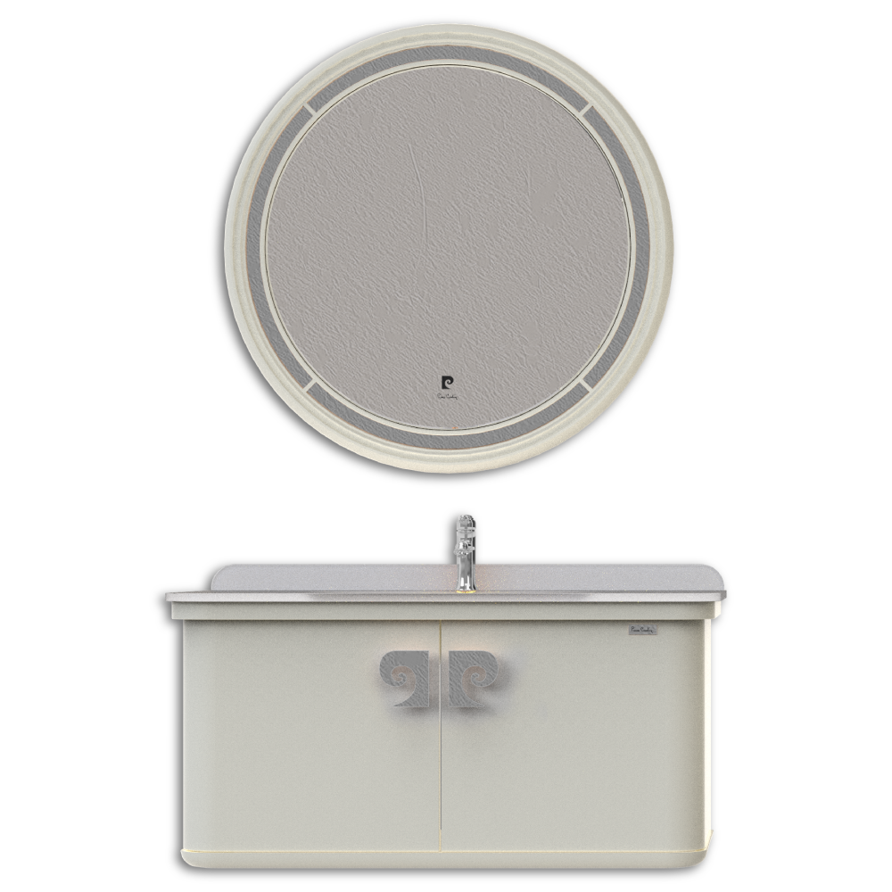 Set mobilier baie Pierre Cardin Eva  suspendat  3 piese  alb-argintiu mat  101 cm