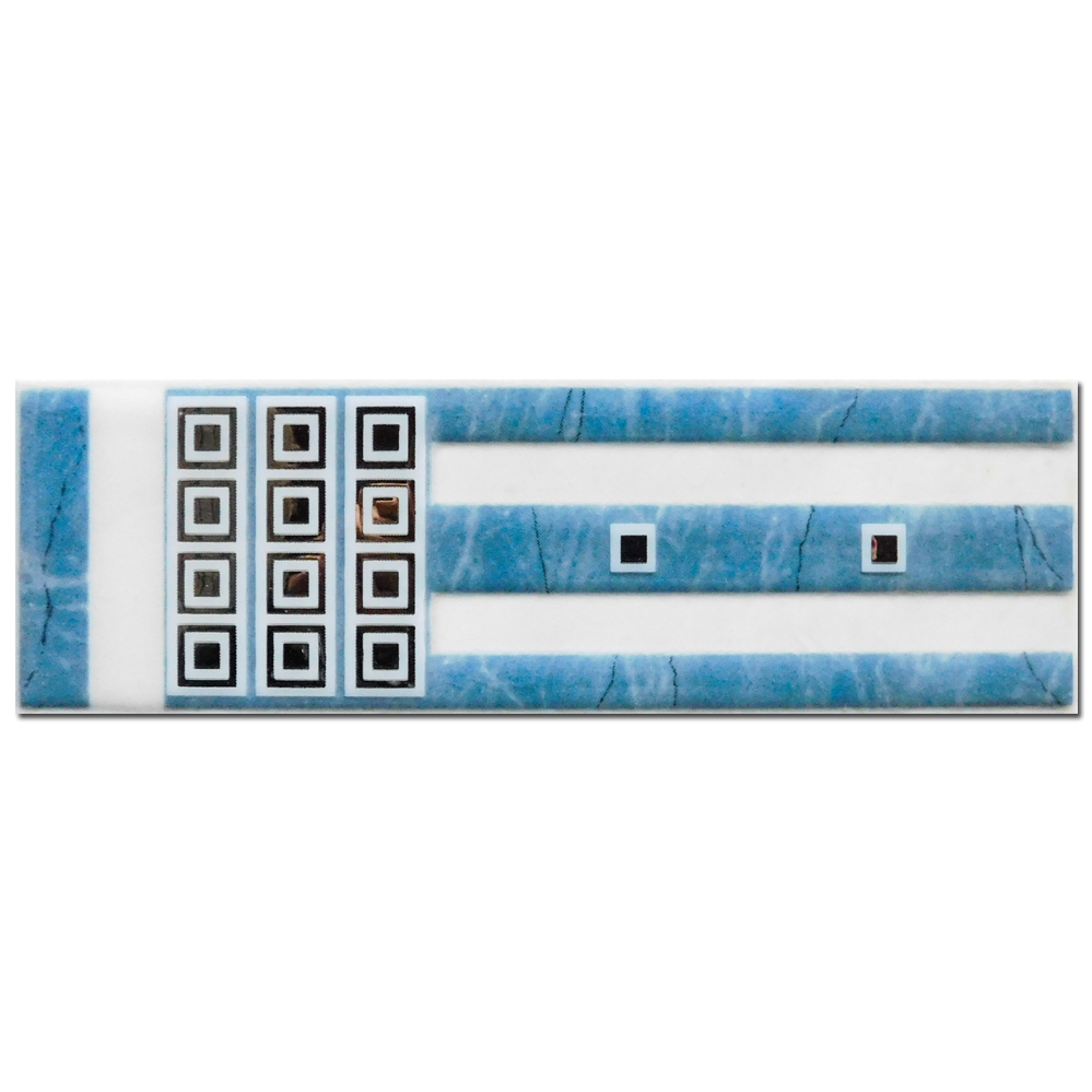 Brau decorativ faianta baie / bucatarie Rebecca Azul  6.5X20  lucioasa