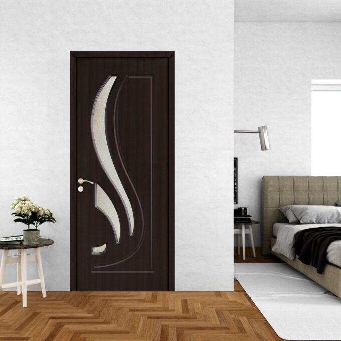 Usa interior din MDF OP 154 reversibila toc inclus cu geam wenge 80 x 200 cm