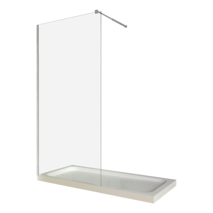 Paravan dus walk in / Perete dus  sticla transparenta 6 mm  profil crom  tija extensibila  90 x 200 cm