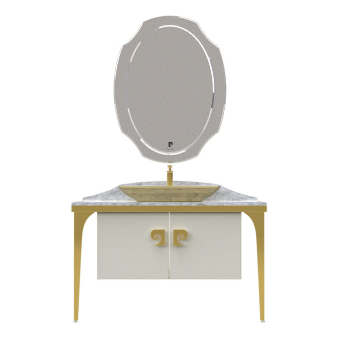 Set mobilier baie Pierre Cardin Venus  3 piese  alb-auriu  120 cm