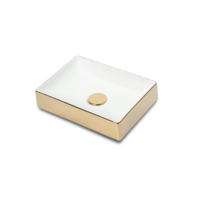 Lavoar baie pe blat Celesta Toronto  50 x 36 x 11 cm  ceramica  auriu/alb