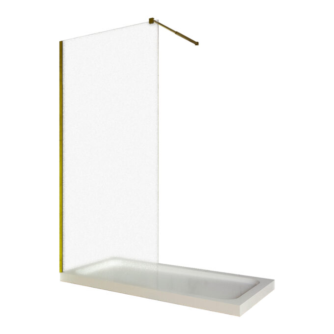Paravan dus walk in / Perete dus  sticla sablata 8 mm  profil auriu  tija extensibila  90 x 200 cm