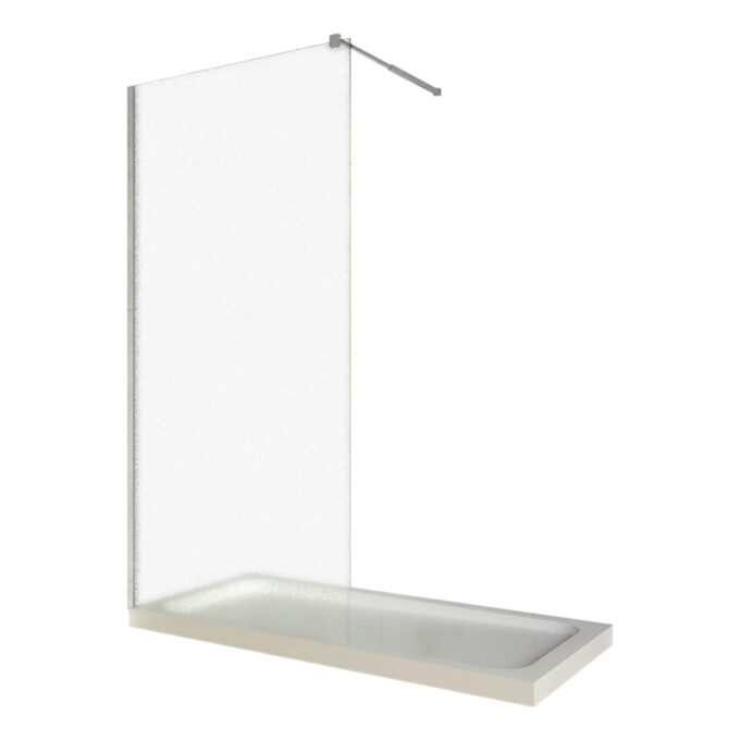 Paravan dus walk in / Perete dus  sticla sablata 8 mm  profil crom  tija extensibila  80 x 200 cm