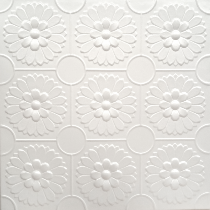 Tavan fals decorativ 0877  polistiren extrudat  alb  50x50x0.4 cm