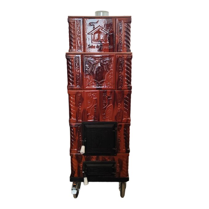 Soba teracota  5 randuri  maro  degrade  cu roti  45 x 56 x 135 cm  evacuare centru