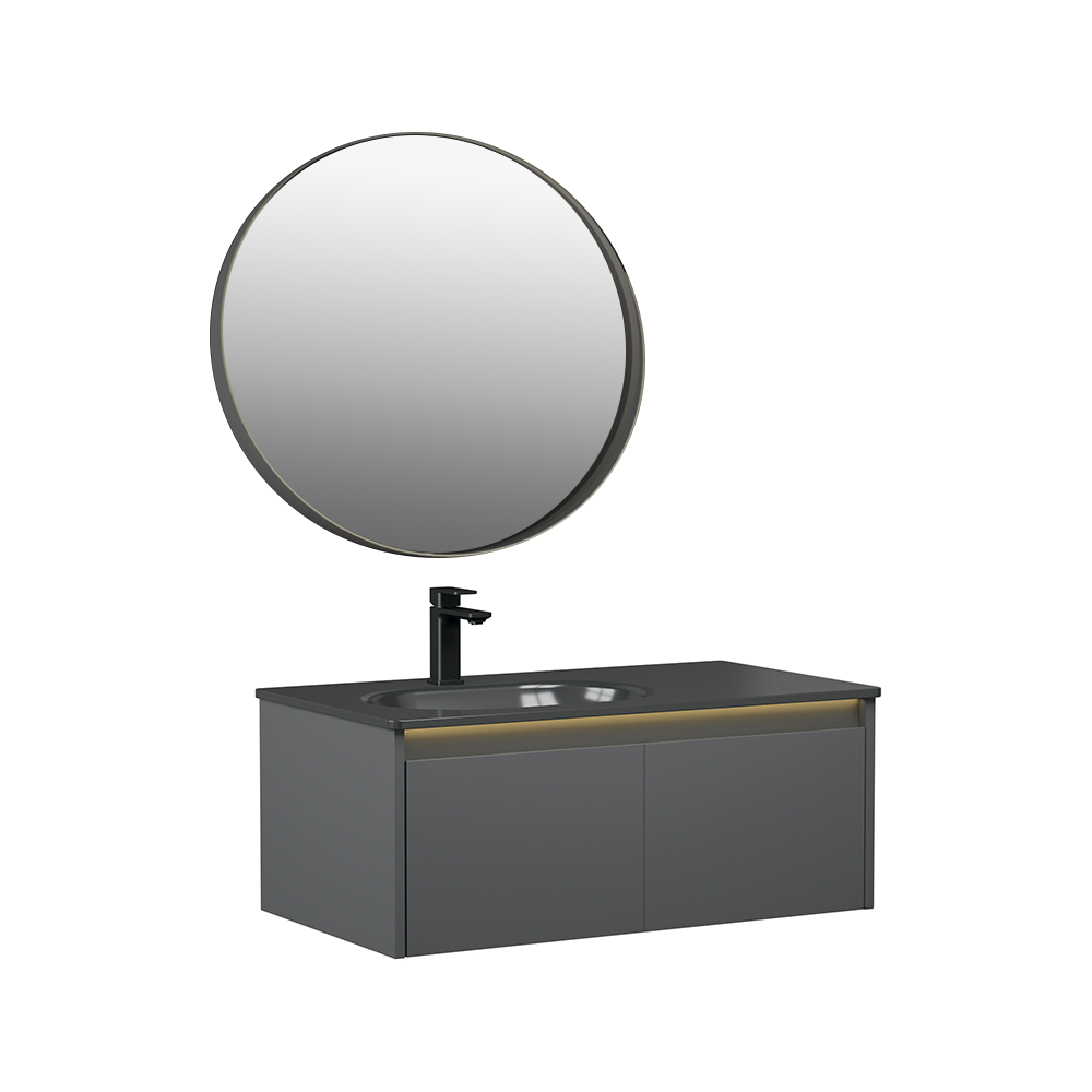 Set mobilier baie Orka Lisbon  suspendat  3 piese  anthracite  90 cm