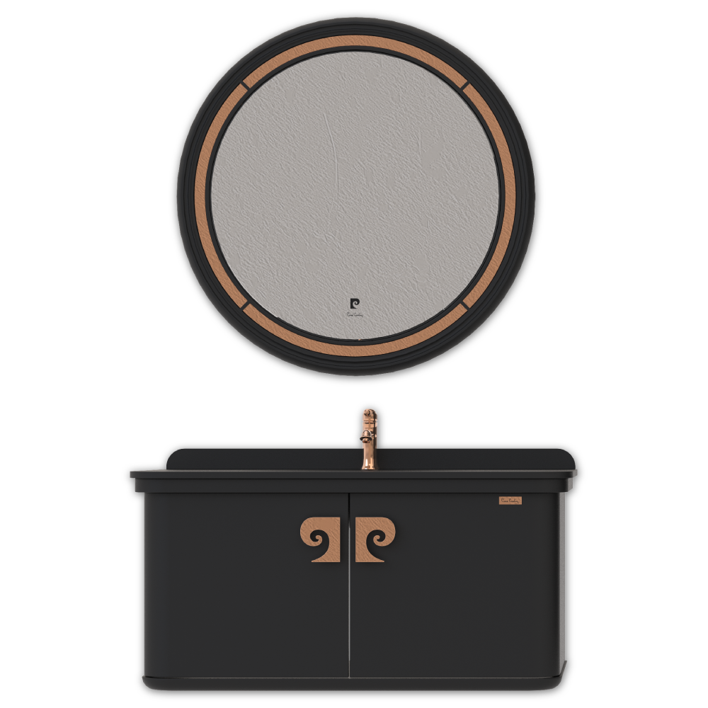 Set mobilier baie Pierre Cardin Eva  suspendat  3 piese  negru-aramiu mat  101 cm