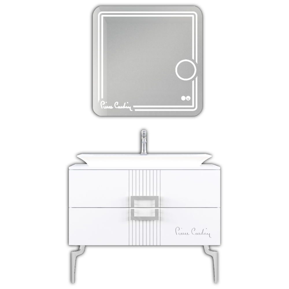 Set mobilier baie Pierre Cardin Vega  3 piese  alb-argintiu  100 cm