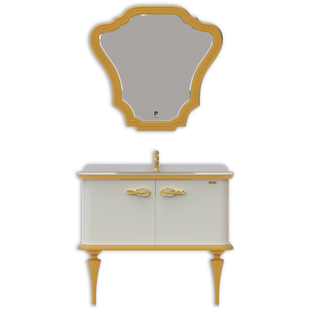 Set mobilier baie Pierre Cardin Angelica  3 piese  alb perlat  101 cm