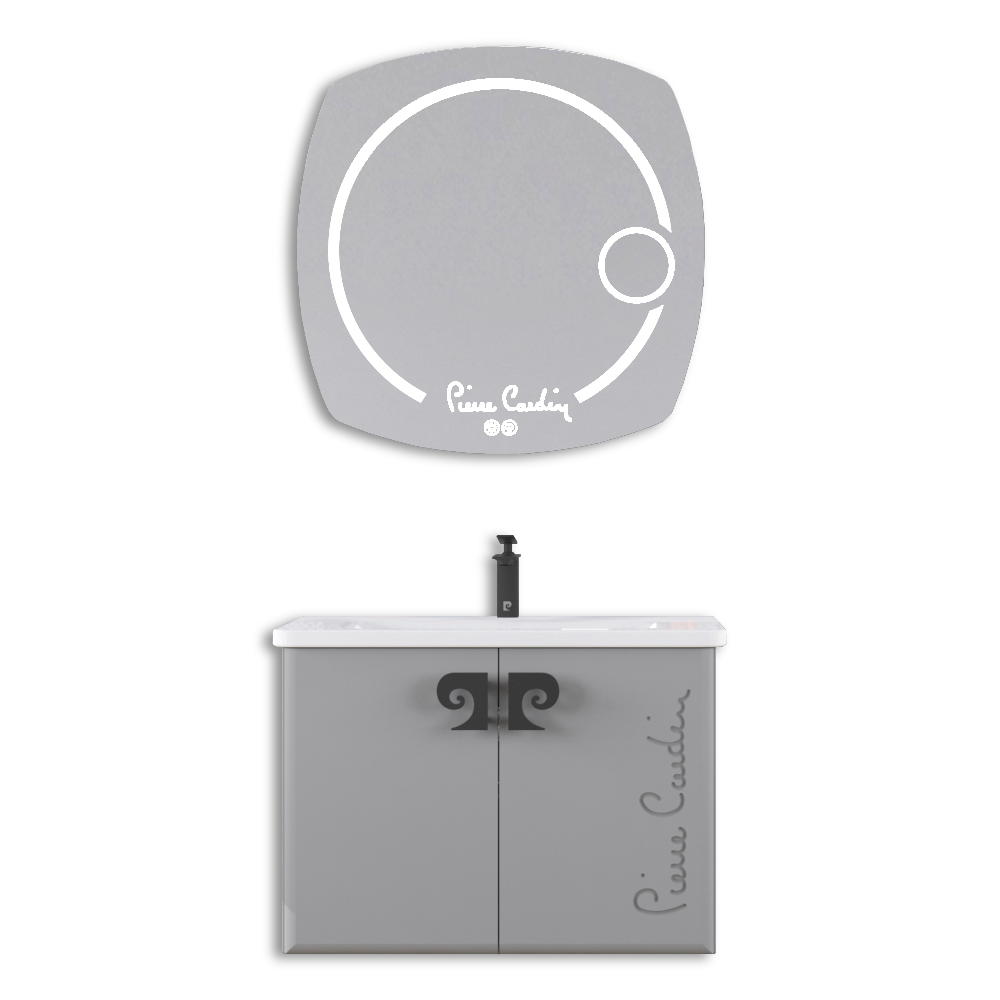 Set mobilier baie Pierre Cardin Star LED  suspendat  3 piese  anthracite  80 cm