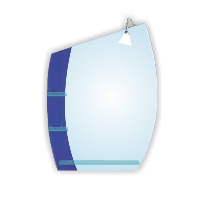 Oglinda baie cu polite si spot RO-048  70x90 cm  albastru