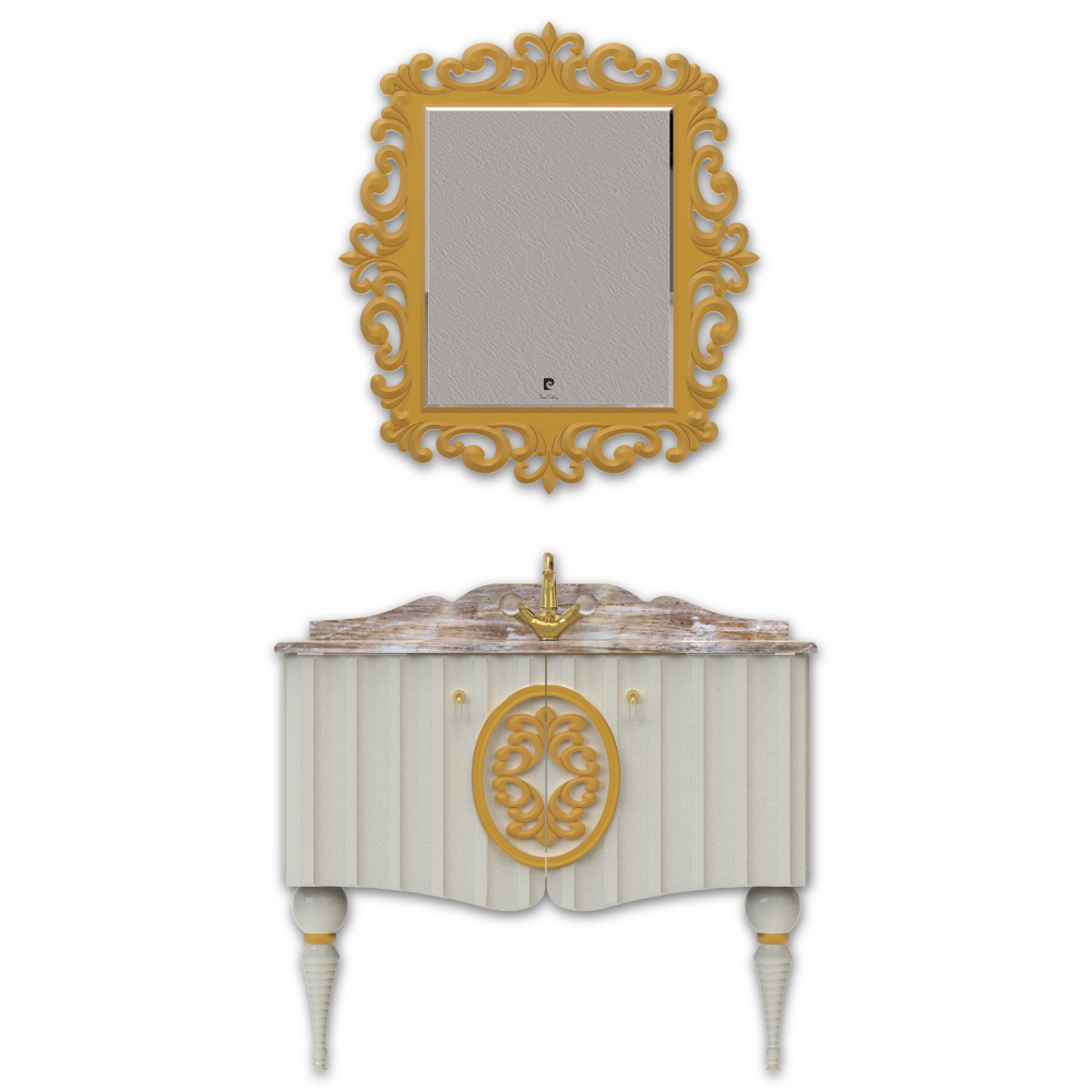 Set mobilier baie Pierre Cardin Moma  3 piese  alb  106 cm
