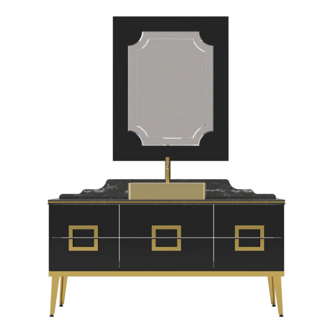 Set mobilier baie Pierre Cardin Mercury  3 piese  150 cm  negru-auriu