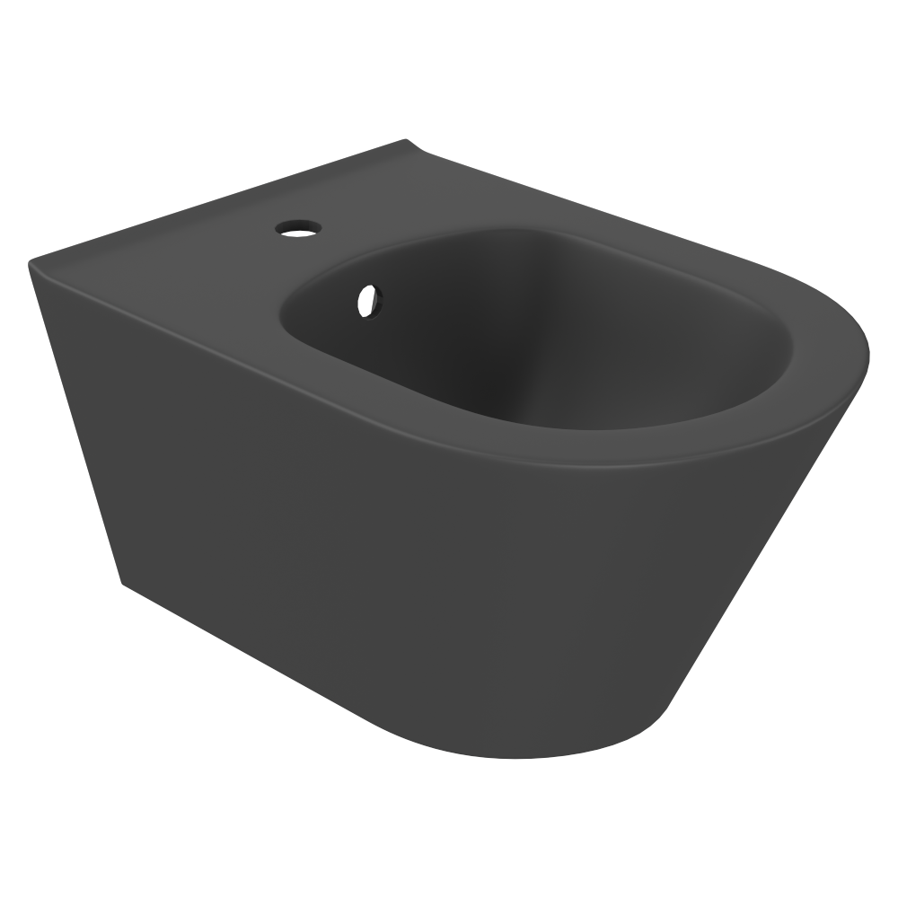Bideu suspendat Celesta Ava  53 x 35 5 cm  fara margini  calitate premium  ceramica  antracit  sistem fixare ascuns