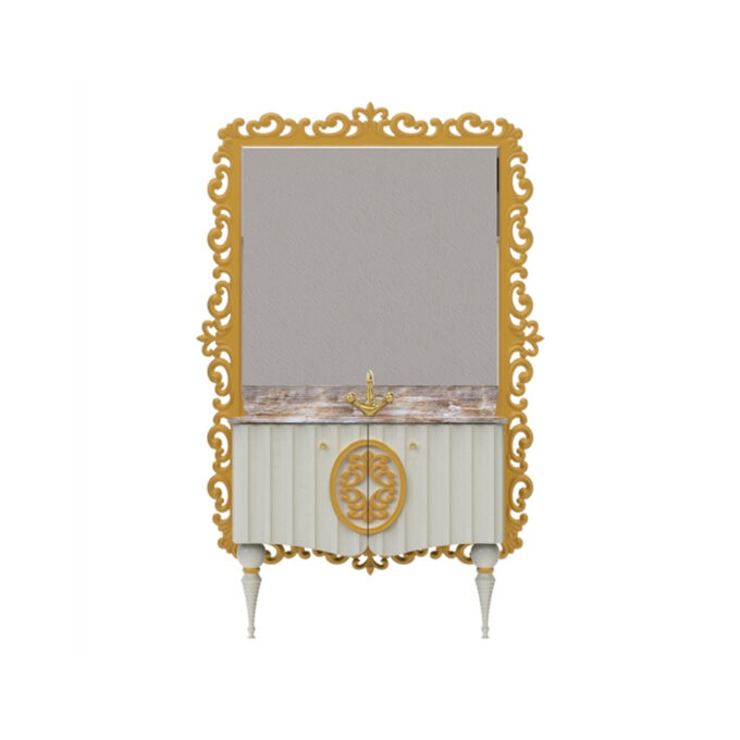 Set mobilier baie Pierre Cardin Hagia Sofia  3 piese  alb perlat  145 cm