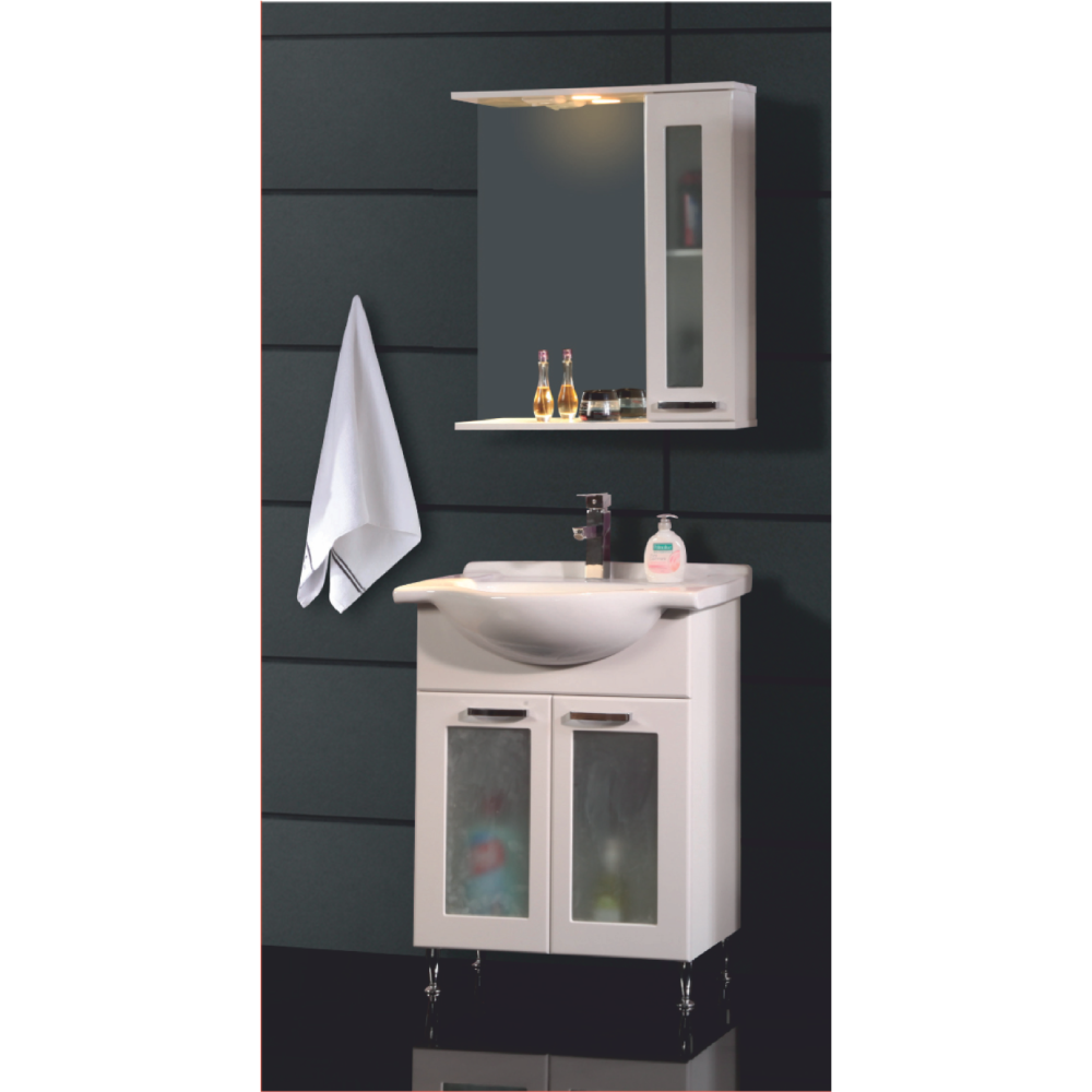 Set mobilier baie Venus  3 piese  alb  65 cm