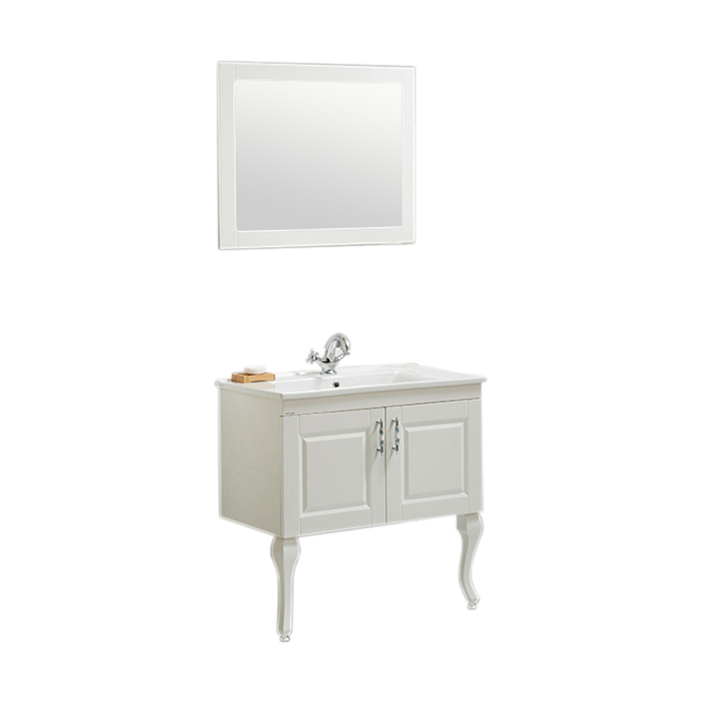 Set mobilier baie Virgo  3 piese  alb  85 cm