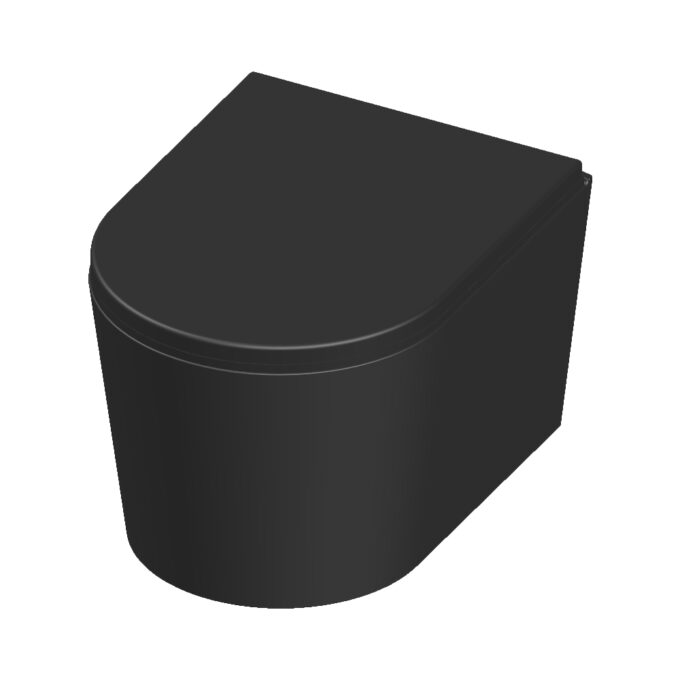 Vas WC suspendat negru mat Celesta Vista  50 x 35 cm  ceramica  capac duroplast  inchidere lenta