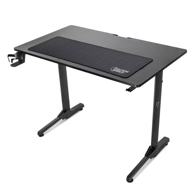 Birou Gaming, Dr.Shield EVO 2.0, Marime L, 100 x 60 x 75 CM, Cadru Otel, Blat Fibra de Carbon, Mouse Pad Inlcus - Negru