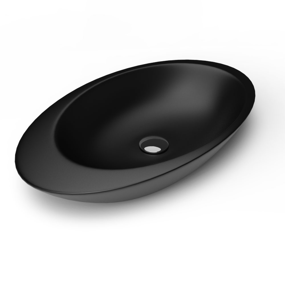 Lavoar baie pe blat Celesta Ellipse  74 x 42 x 12 cm  ceramica  negru mat