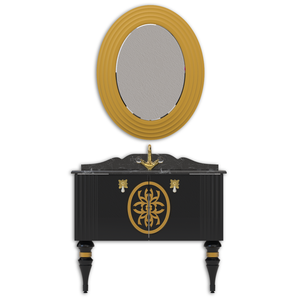 Set mobilier baie Pierre Cardin Tate  3 piese  negru  102 cm