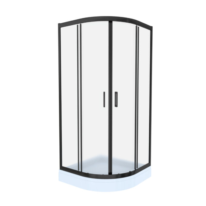 Cabina de dus simpla Celesta Titan  semirotunda  sticla sablata 6 mm  90 x 90 x 190 cm  profil negru