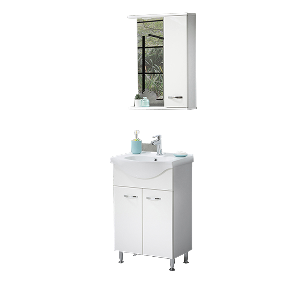 Set mobilier baie Olimpos  3 piese  alb  55 cm
