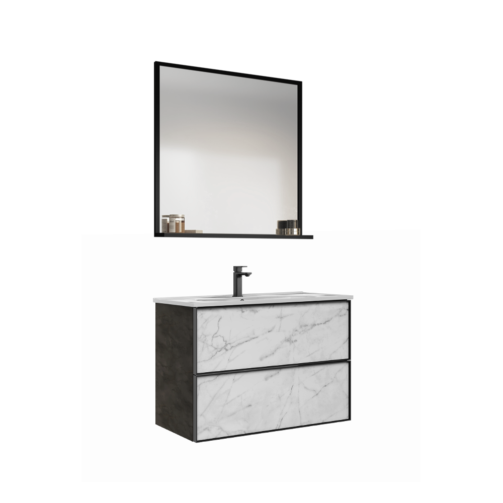 Set mobilier baie Orka Lucca  suspendat  3 piese  irony  80 cm