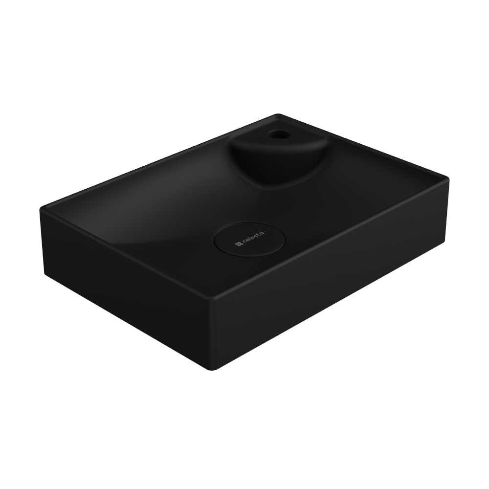 Lavoar baie pe blat Celesta Montreal  50 x 36 x 11 cm  orificiu baterie ceramica  negru mat