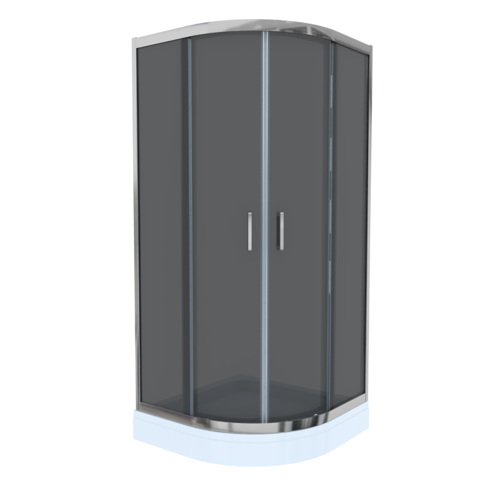 Cabina de dus simpla Celesta Titan  semirotunda  sticla fumurie 6 mm  80 x 80 x 190 cm  profil crom