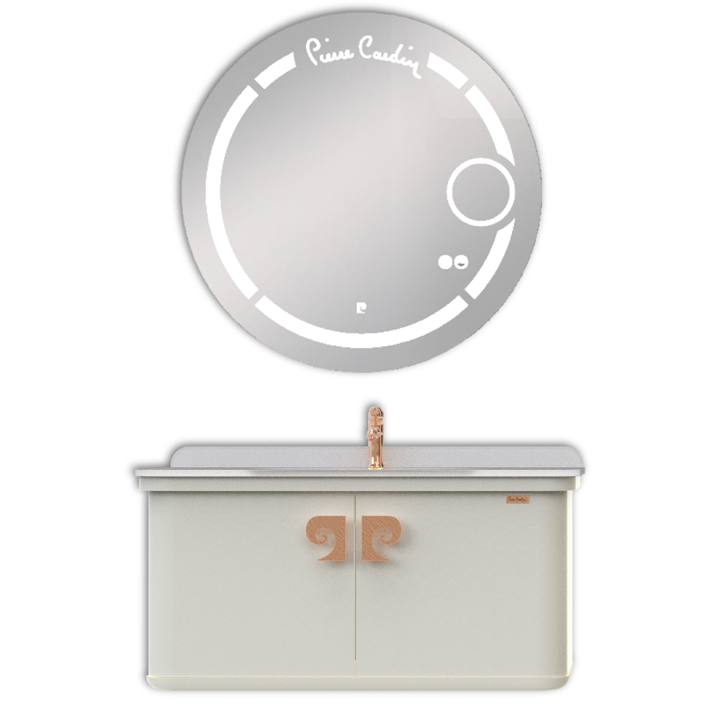 Set mobilier baie Pierre Cardin Eva Led  suspendat  3 piese  alb-aramiu  101 cm