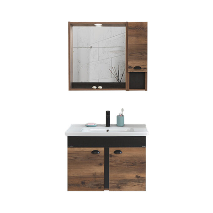 Set mobilier baie Basic  suspendat  3 piese  maro  80 cm
