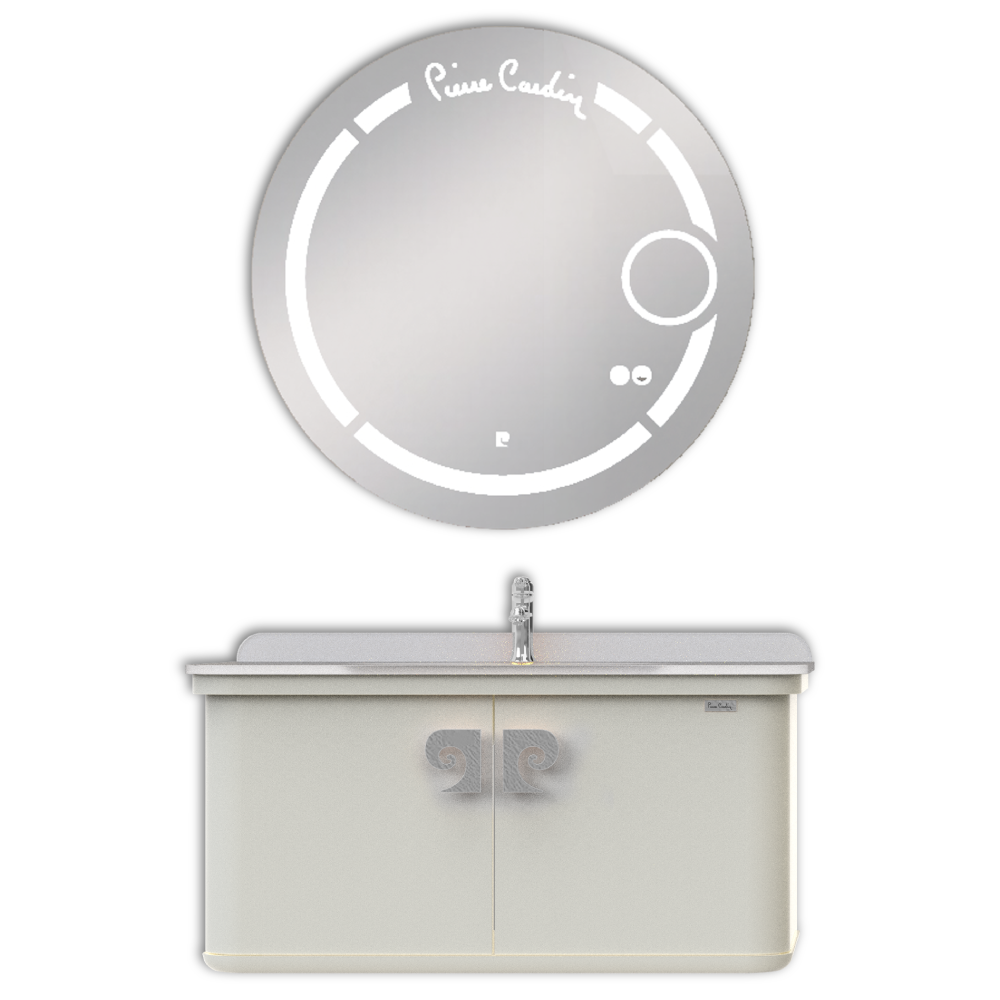 Set mobilier baie Pierre Cardin Eva Led  suspendat  3 piese  alb-argintiu  101 cm