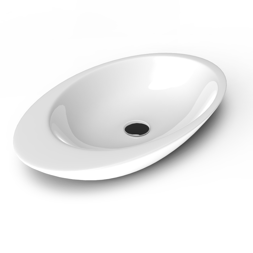 Lavoar baie pe blat Celesta Ellipse  74 x 42 x 12 cm  ceramica  alb