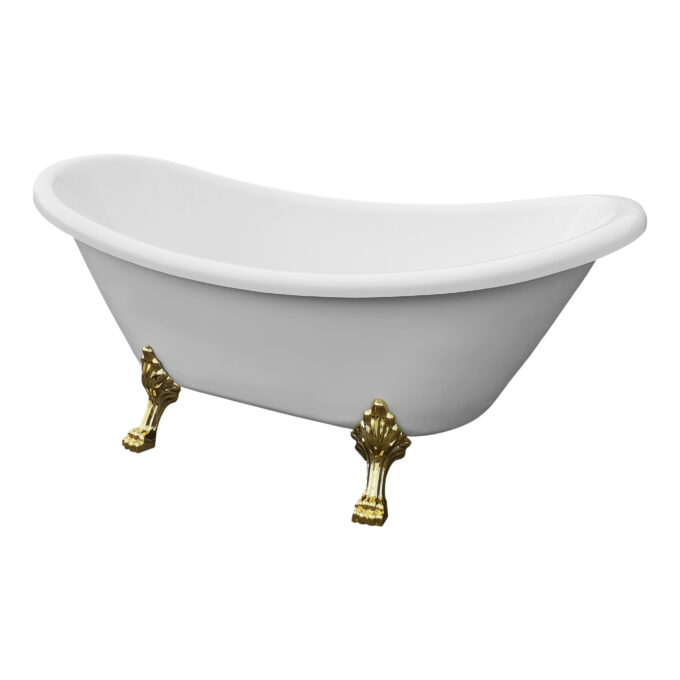 Cada baie freestanding Bella* BSM-410  acril  170 x 75 x 75 cm  alb  picioare aurii