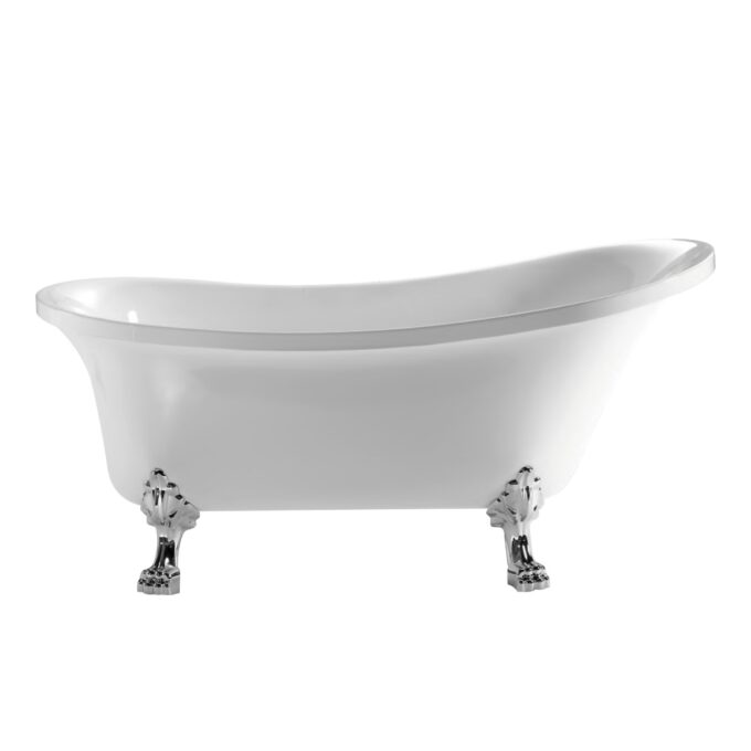 Cada baie freestanding Bella*BSM-404  acril  170 x 75 x 75 cm  alb  picioare argintii