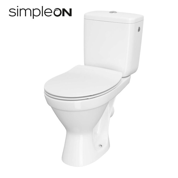 Set vas WC pe pardoseala rimless cu rezervor Cersanit 699 Cersania II + mecanism si capac duroplast cu soft close K11-2340