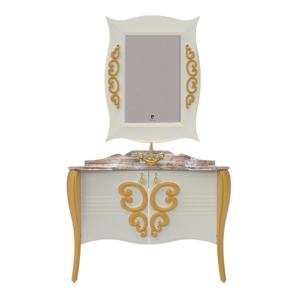 Set mobilier baie Pierre Cardin Hermitage  3 piese  alb  115 cm