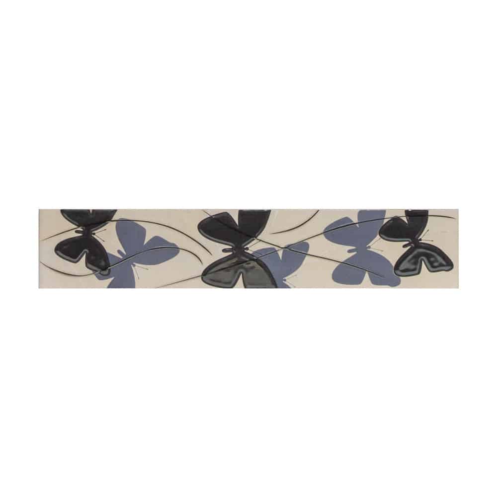 Brau decorativ faianta baie / bucatarie Tropicca Blue  7.5 x 40
