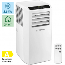 Aer conditionat portabil Trotec PAC 2610 S, Capacitate 9000 Btu, Debit 320mc/ora, Telecomanda, Display, Timer, Auto