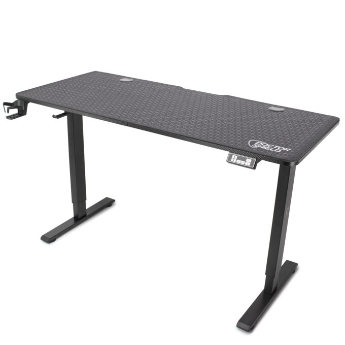 Birou Electric Reglabil pe Inaltime, Dr.Shield Nova, 140 x 60 x 75 CM, Mouse Pad XXL Full Cover - Negru