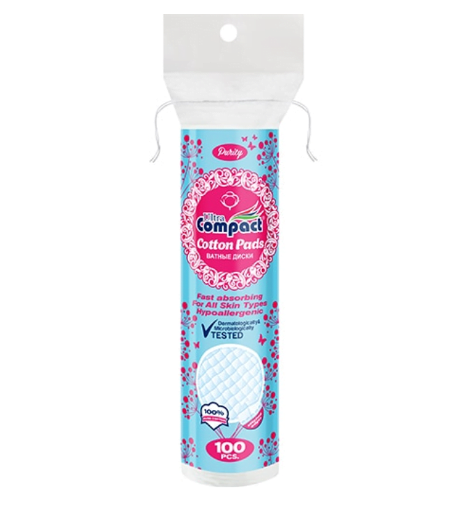 Dischete demachiante 100 buc, Ultra Compact, rotunde, pentru toate tipurile de piele