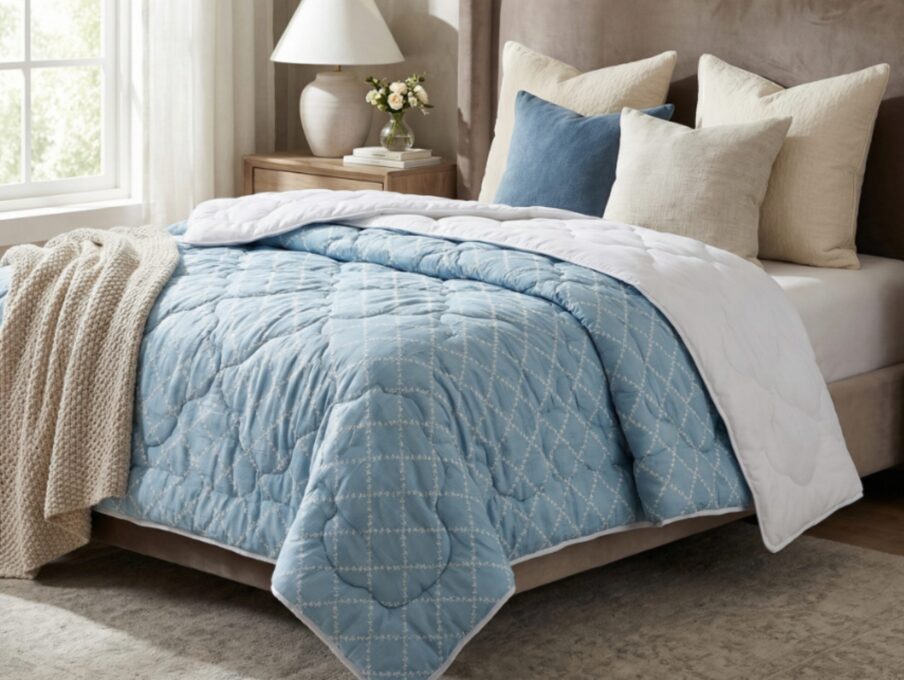 Pilota Duo Comfort Azure 180×200, Somnart, matlasata, umplutura medie-groasa 300 gr/mp, pentru primavara – toamna