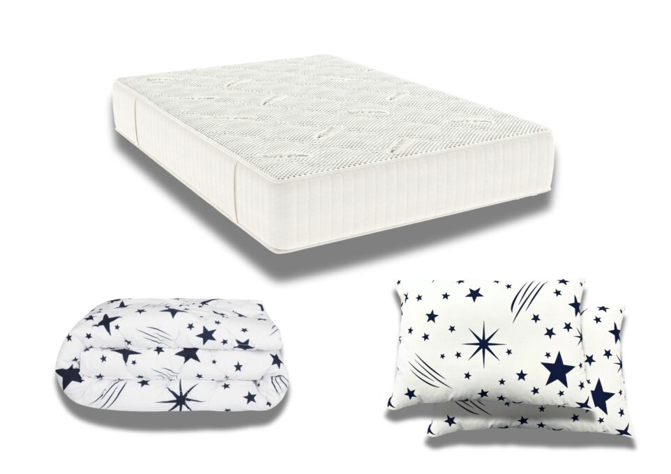 Pachet Promo: Saltea Silver Evolution Pocket Spring 140x200x30 + Pilota bumbac Stelute 180×200 + 2 Perne bumbac Stelute 50×70
