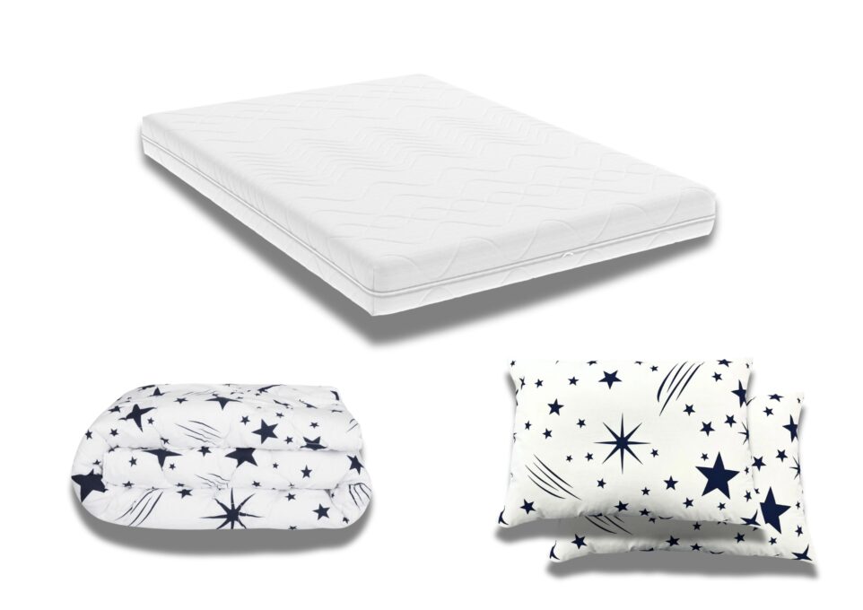 Pachet Promo: Saltea Optimax Ortopedic 140x200x18 + Pilota bumbac Stelute 180x200 + 2 Perne bumbac Stelute 50x70