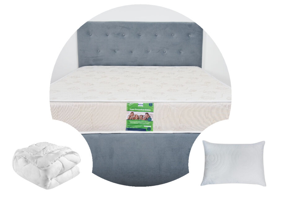 Pachet 1 Saltea ortopedica SomnART DORMA, cu arcuri, 120x200x20 cm + 1 Pilota matlasata 150x200  + 1 perna 50x70