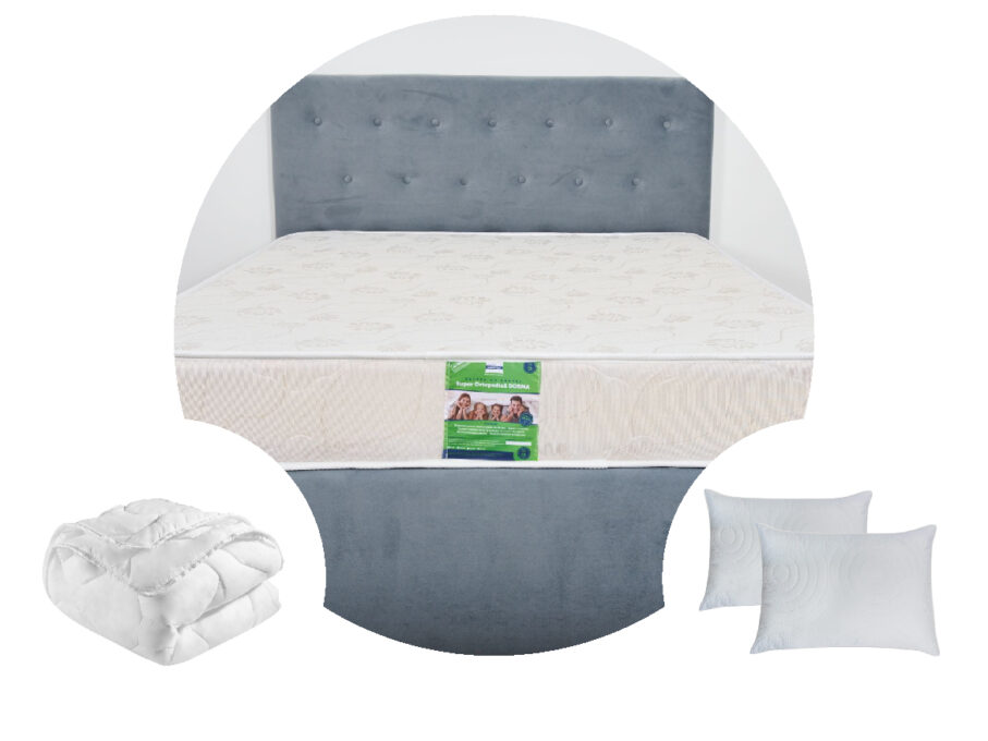 Pachet 1 Saltea ortopedica SomnART DORMA, cu arcuri, 140x200x20 cm + 1 Pilota matlasata 180x200  + 2 perne 50x70