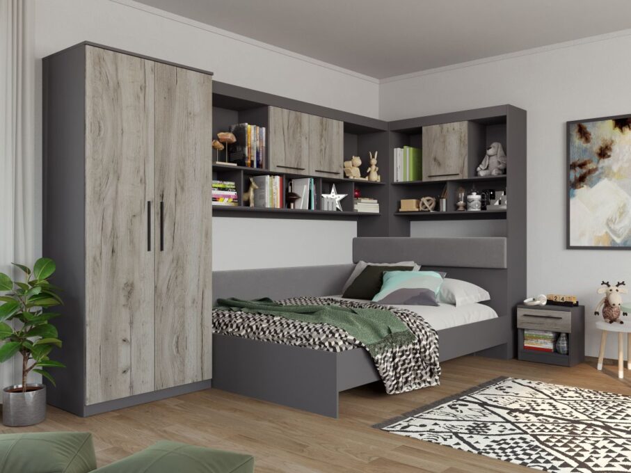 Set Dormitor Colt Lucio C8 Gri / Lemn
